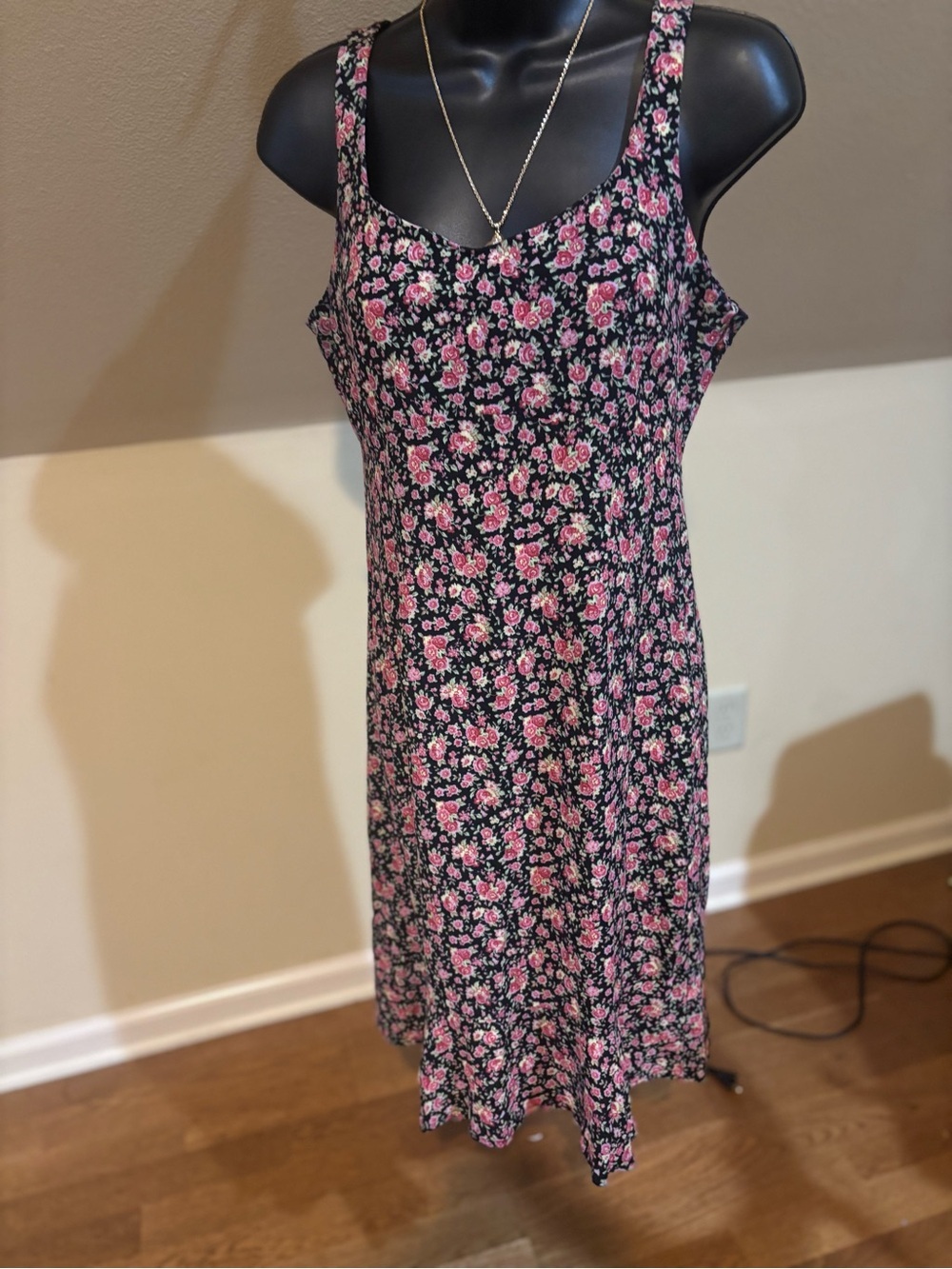 Vintage Mixit Floral Midi Dress Cottagecore 90s Rayon Rose Print Size 10